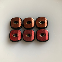アンティーク ボタン 6個　ビンテージ 昭和 レトロ 個性的 ハンドメイド素材 日本製 ポップ アクセ レッド　オレンジ 5枚目の画像