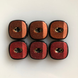 アンティーク ボタン 6個　ビンテージ 昭和 レトロ 個性的 ハンドメイド素材 日本製 ポップ アクセ レッド　オレンジ 2枚目の画像