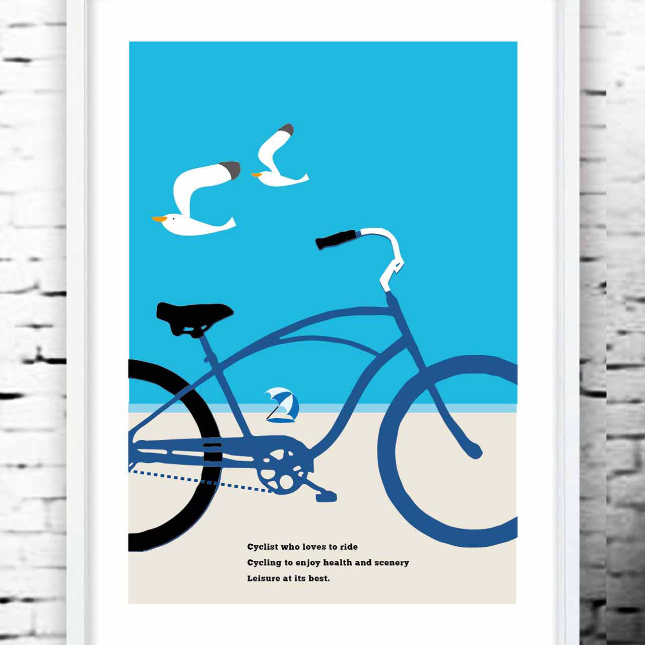 自転車に乗って　イラスト　ポスター　A4 A3 A2 A1　アートポスター　（アート　sei　新着順）検索　1419
