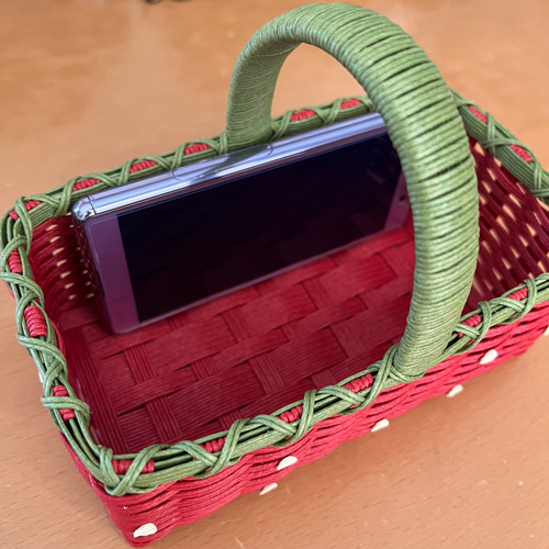 手付ミニかご いちご クラフトバンド フリーボックス・小物入れ