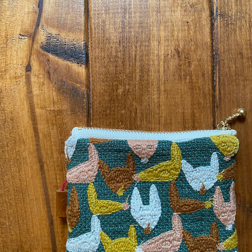 ミナペルホネンキツネさん刺繍 ミニポーチ ポーチ linenmade