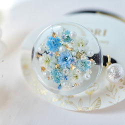 フラワーヘアゴム✳︎ブルー〉レジン 淡色 オシャレ かわいい 上品
