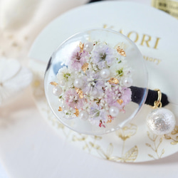 レジンヘアゴム　ブルー　お花のリース　春　淡色　プレゼント　ホロ　キラキラ 70e60936e66c660c4f0197d24d2fcc