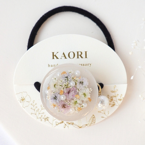 ハンドメイド レジン ヘアゴム アクセサリー 淡水パール