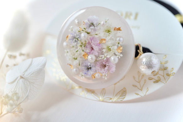 ハンドメイド レジン ヘアゴム アクセサリー 淡水パール