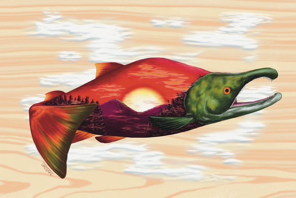 ポストカード【紅鮭】／1枚 2枚目の画像