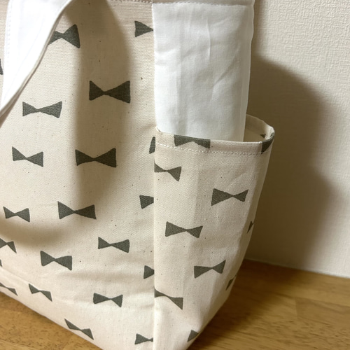 サイドポケットつきトートバッグ♡リボン トートバッグ fleur