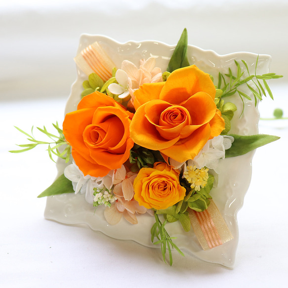 誕生日プレゼント 花 プリザーブドフラワー ♪ 「クレールM　オレンジ」退職祝い 結婚祝い  お見舞い 3枚目の画像