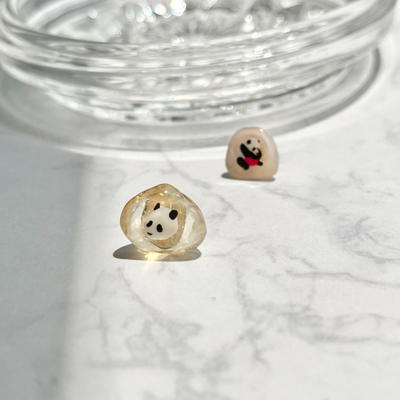 SALE//【 即日発送 】パンダ ちゃん☆ ピアス pandaピンクオパール シトリン 天然石アクセサリー 4枚目の画像