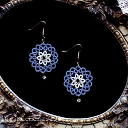 【訂做】梭織蕾絲施華洛世奇耳環&lt;繡球花&gt; 第6張的照片