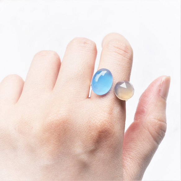 【13號/組合選擇】藍玉髓雙石民俗戒指（指環） 第9張的照片