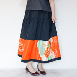 HAREGI SKIRT -ビンテージの着物地を使ったフレアスカート [ロング] 着物リメイク １点物 8枚目の画像