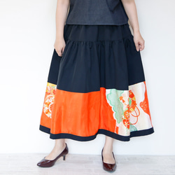 HAREGI SKIRT -ビンテージの着物地を使ったフレアスカート [ロング] 着物リメイク １点物 10枚目の画像