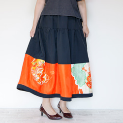 HAREGI SKIRT -ビンテージの着物地を使ったフレアスカート [ロング] 着物リメイク １点物 9枚目の画像