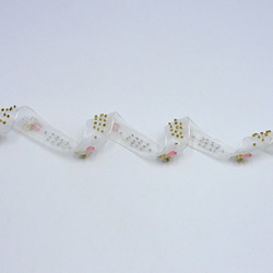 オーガンジービーズ刺繍リボン（Beads Flower ）20mm×50cm 3枚目の画像