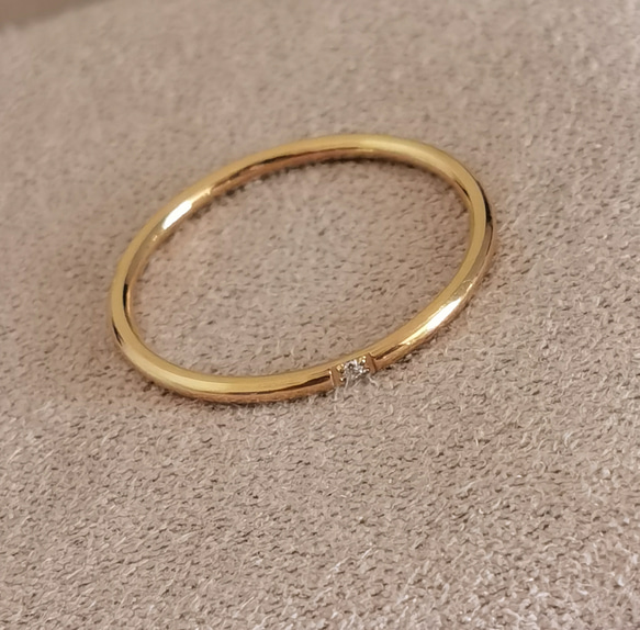 再販多数800ｹ超え!サージカルステンレス　星ダイヤピンキーリング極細1㎜14金仕上げつけっぱなしOK♪ 2枚目の画像