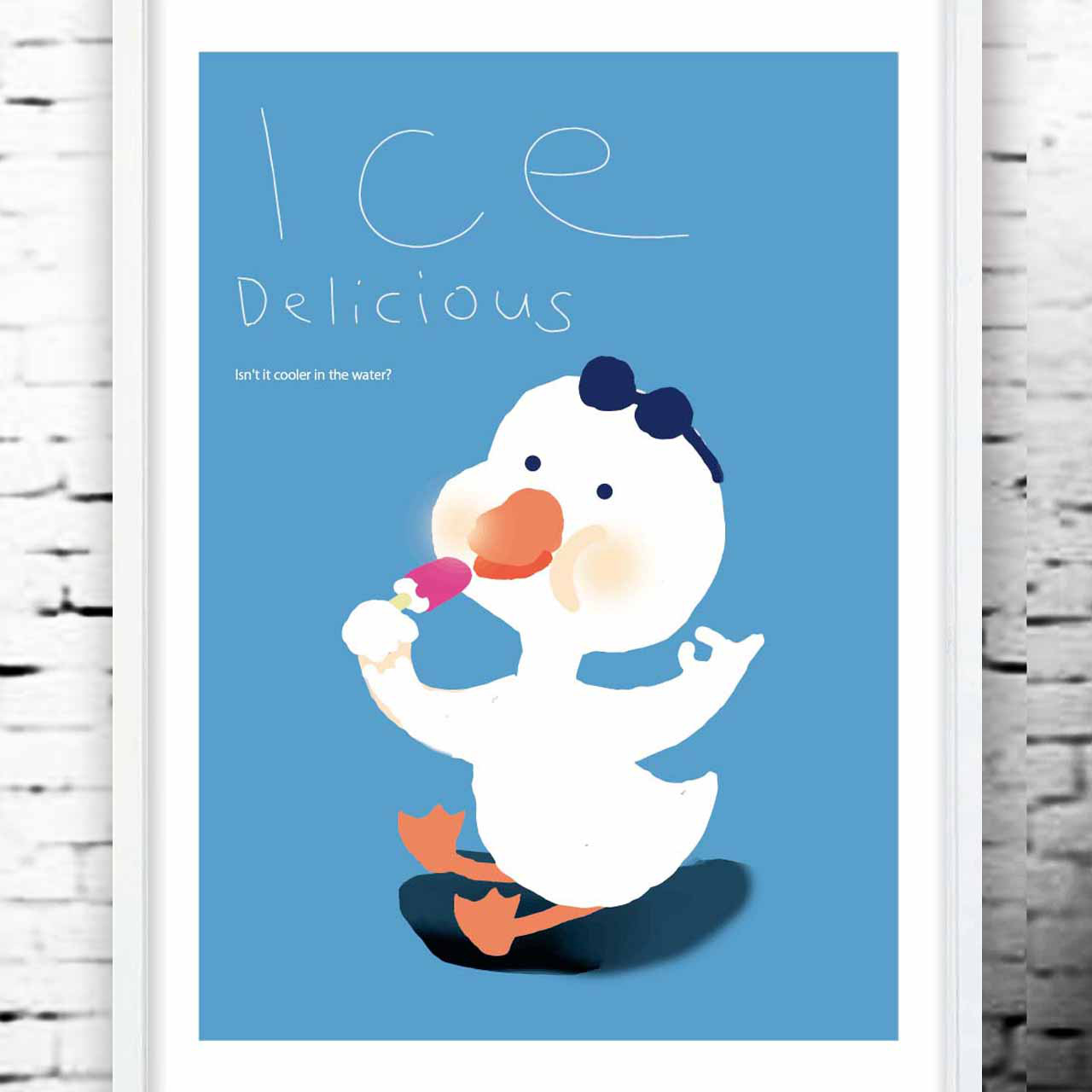 アヒルのアイス　イラスト　ポスター　A4 A3 A2 A1　アートポスター　（アート　sei　新着順）検索　1442