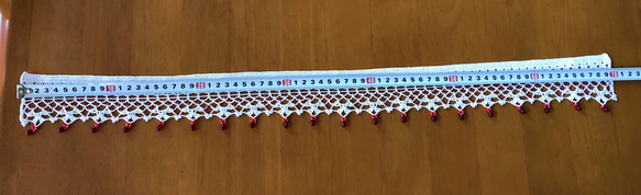 【新作】NOKOのカラフルレース編み ドロップビーズのカフェカーテン（70×7） 3枚目の画像