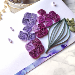 ワンランク上の贈り物。クイリングお祝い袋＊アルコールインクアート 紫陽花からゲコゲコ　メタリック　アジサイ かえる カエ 3枚目の画像