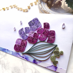 ワンランク上の贈り物。クイリングお祝い袋＊アルコールインクアート 紫陽花からゲコゲコ　メタリック　アジサイ かえる カエ 2枚目の画像