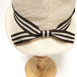 【春の準備】MOKUBAリボンの帽子✳︎コットンリネンのバケットハット【選べるサイズ受注生産】レディース帽子＊日差しよけ 2枚目の画像