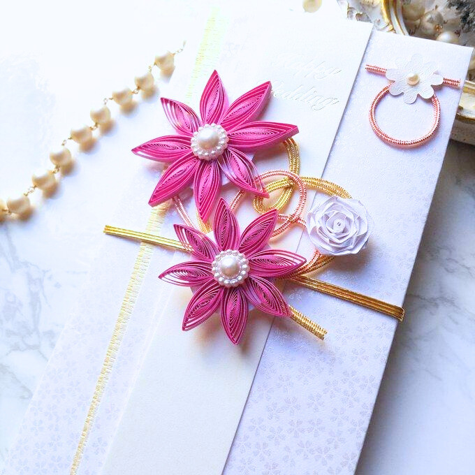 クイリング/ご祝儀袋/ウエディング/ペーパーフラワー クイリング/ご祝儀袋/ハンドメイド クイリング/ご祝儀袋/ウエディング