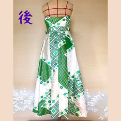 【ビンテージ振袖】一点物の緑ドレス♡着物リメイク 3枚目の画像