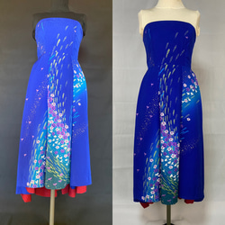 【贅沢を堪能】青のドレスとトップスの2点セット♡振袖リメイク 2枚目の画像