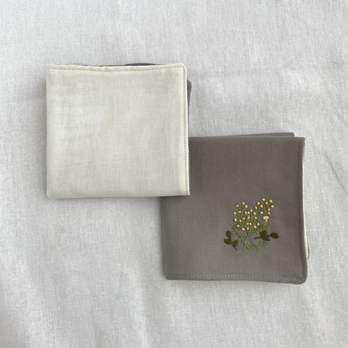 リネンとダブルガーゼの刺繍ハンカチ その他雑貨 めぐみ 通販