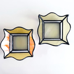 【送料無料！】ステンドグラス アクセサリートレー2個セット（クリアイエロー＆オレンジ） オールハンドメイド 9枚目の画像