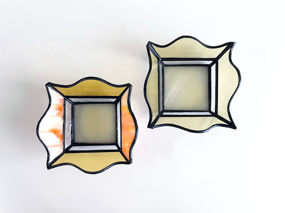 【送料無料！】ステンドグラス アクセサリートレー2個セット（クリアイエロー＆オレンジ） オールハンドメイド 9枚目の画像