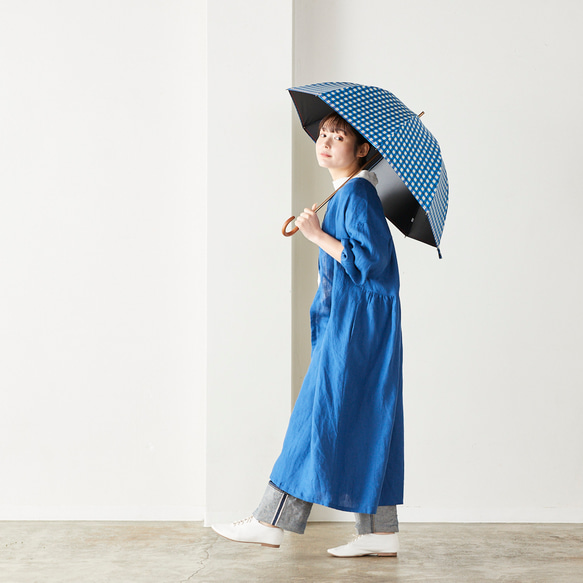 【晴雨兼用】coccaの日傘雨傘 gin-gam ‐ギンガム- 刺繍(ショート)《TPS-1143-1》 16枚目の画像