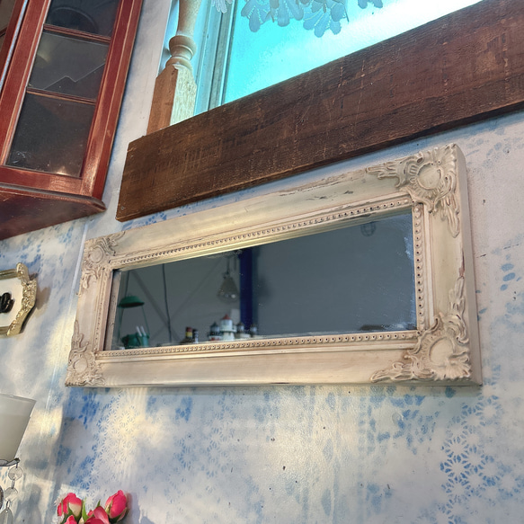 アンティークな部屋  おしゃれな鏡 一面鏡 ⑬ ウォールミラー 1枚 壁掛け鏡 縦横2WAY 4枚目の画像