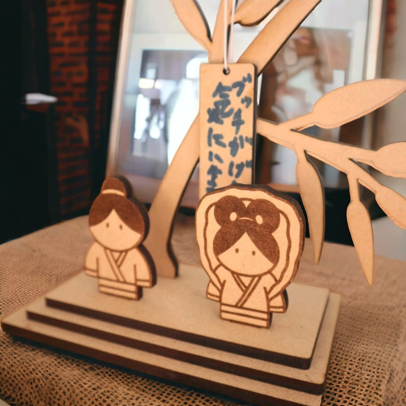 七夕飾り　七夕置き飾り　木製　笹の葉　織姫　彦星　子供　行事　グッズ　組立式 3枚目の画像