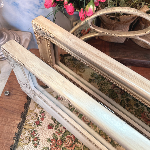 壁掛け、立て掛けミラー２枚1組アンティーク風ブロカント 壁掛け、立て掛けミラー2枚1組アンティーク風ブロカント 【公式通販】