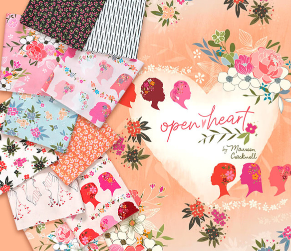 カットクロス Art Gallery Fabrics Open Heart Sweet Floret Cerise 7枚目の画像