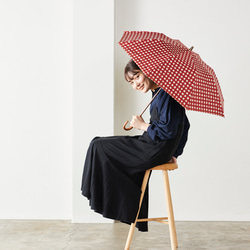 【晴雨兼用】coccaの日傘雨傘 gin-gam ‐ギンガム- 刺繍(折りたたみ)《TPS-1144-1》 16枚目の画像