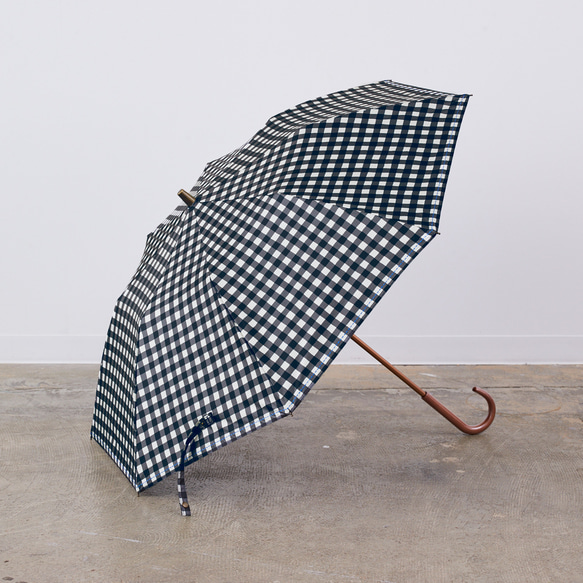 【晴雨兼用】coccaの日傘雨傘 gin-gam ‐ギンガム- 刺繍(折りたたみ)《TPS-1144-1》 14枚目の画像