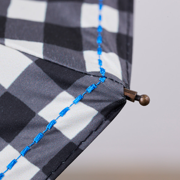 【晴雨兼用】coccaの日傘雨傘 gin-gam ‐ギンガム- 刺繍(折りたたみ)《TPS-1144-1》 15枚目の画像