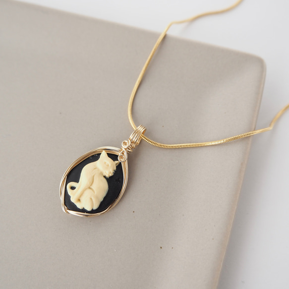 K18 チェーンネックレス vintageシェルカメオ 枠K18（合計3g） K18