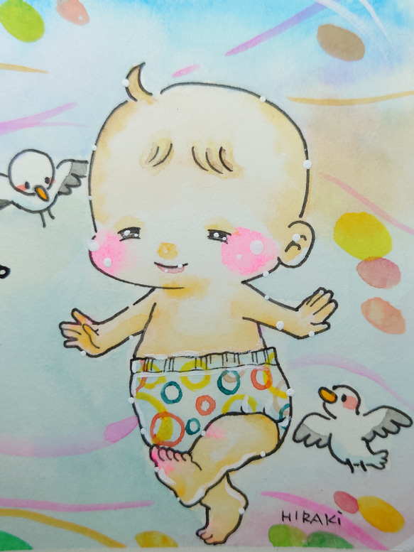 言霊筆文字アートあなたに赤ちゃんを届ける子宝アート☆原画　妊活おまもり 2枚目の画像