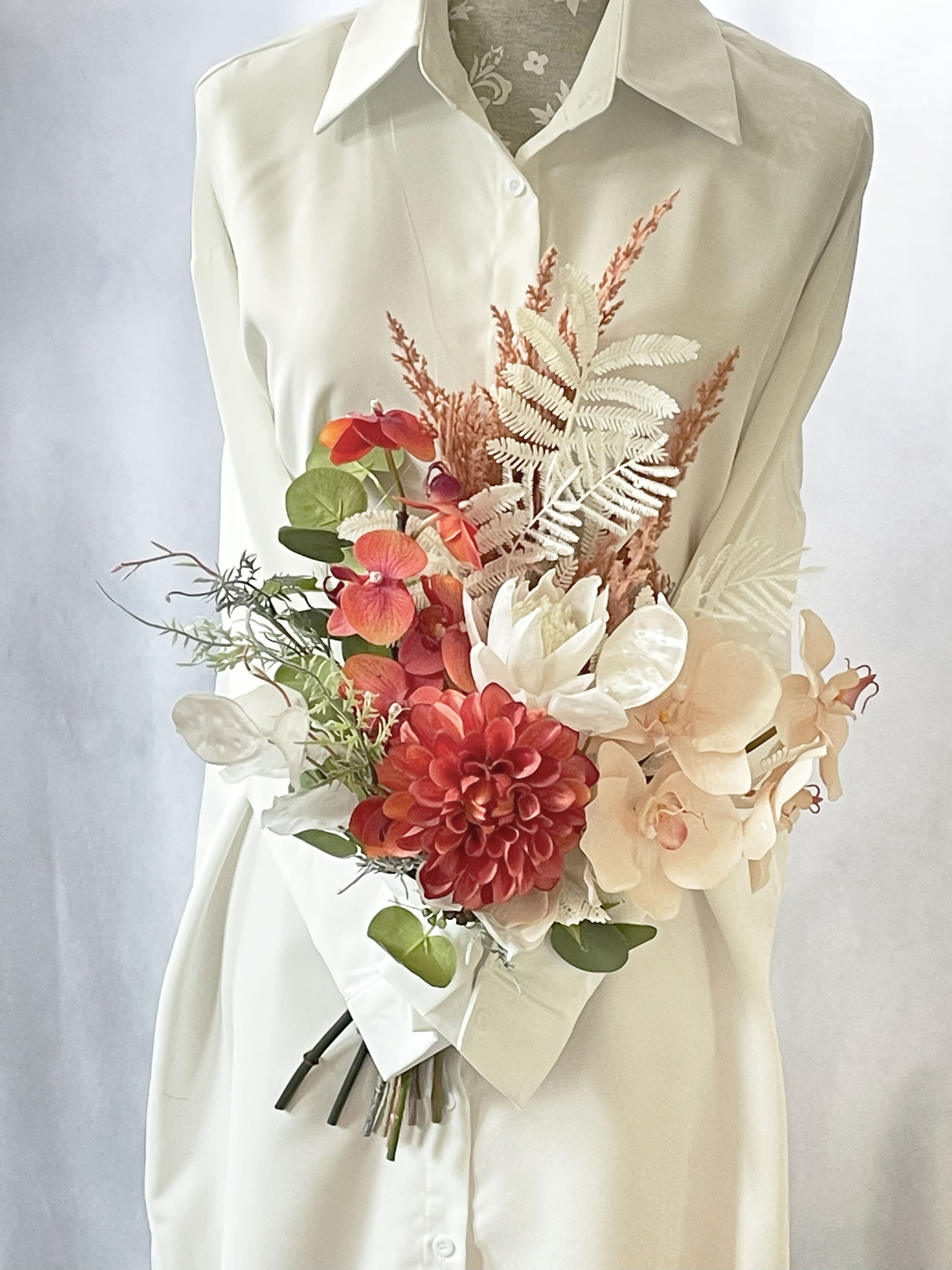 【ブートニア付き】海外挙式ok❤️胡蝶蘭とプロテアのブーケ