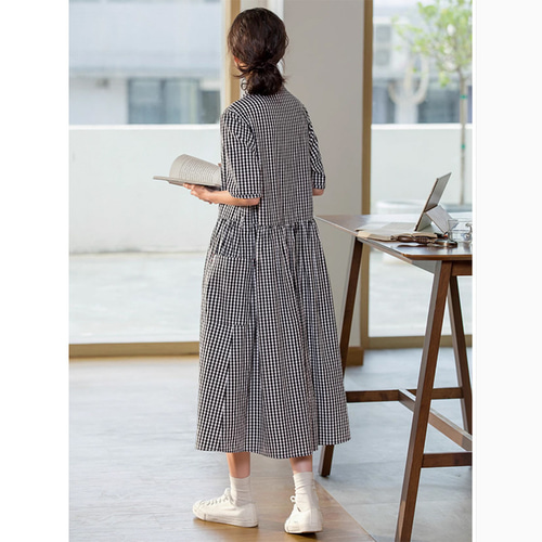 美品　familiar 110 半袖ワンピース 黒と白のチェック 黒と白のチェック柄 半袖ワンピース - メルカリ