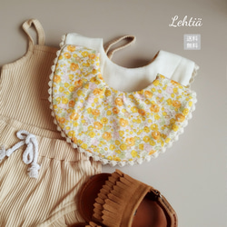 ハンドメイド 三角スタイ(黄色花柄)