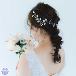 小枝アクセサリー『オーロラピンク』　ブライダル　結婚式　花嫁　ウェディング　成人式　卒業式　ヘアアクセサリー　髪かざり 1枚目の画像