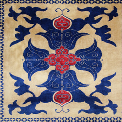 新品　和柄　厚みのある高級カーペット　パキスタン手織り絨毯　アクセントラグ　111x111cm　＃191 4枚目の画像