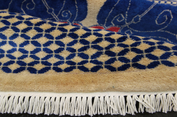 新品　和柄　厚みのある高級カーペット　パキスタン手織り絨毯　アクセントラグ　111x111cm　＃191 8枚目の画像