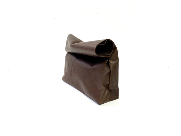 KAMIBUKURO(紙 袋) Lサイズ 国内本馬革製 ダークブラウン 2枚目の画像
