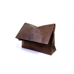 KAMIBUKURO(紙 袋) Lサイズ 国内本馬革製 ダークブラウン 3枚目の画像