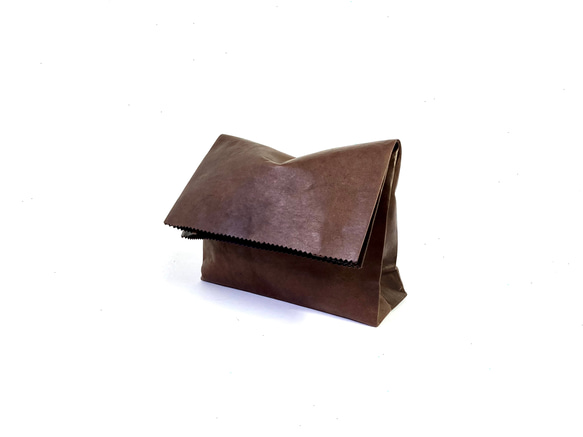 KAMIBUKURO（紙袋）L號 純正國產馬皮革 深棕色 第3張的照片